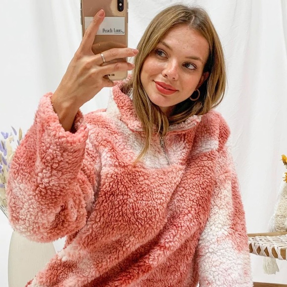 Peach Love California Jackets & Blazers - ✨ON SALE✨ *LAST 1* Chloe Pink Tie Dye Sherpa Jacket